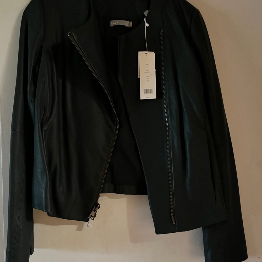 Vince forest green Leather Jacket for Women